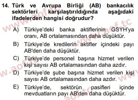 2019 Türkiye Ekonomisi Final 14. Çıkmış Sınav Sorusu