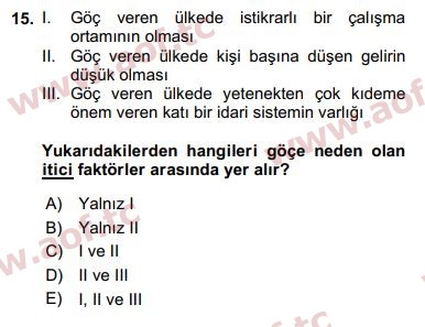 2018 İktisadi Kalkınma Final 15. Çıkmış Sınav Sorusu