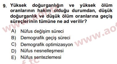 2018 İktisadi Kalkınma Final 9. Çıkmış Sınav Sorusu