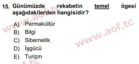 2018 İktisadi Kalkınma Arasınav 15. Çıkmış Sınav Sorusu