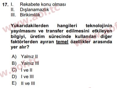 2020 İktisadi Kalkınma Final 17. Çıkmış Sınav Sorusu