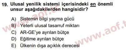 2020 İktisadi Kalkınma Final 19. Çıkmış Sınav Sorusu