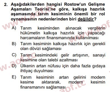 2020 İktisadi Kalkınma Final 2. Çıkmış Sınav Sorusu