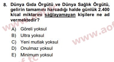 2020 İktisadi Kalkınma Final 8. Çıkmış Sınav Sorusu