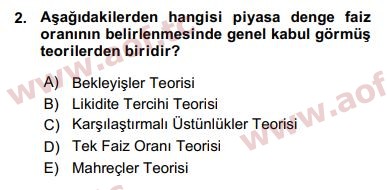 2016 Finansal Ekonomi Arasınav 2. Çıkmış Sınav Sorusu