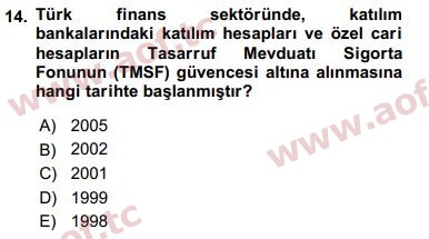 2017 Finansal Ekonomi Arasınav 14. Çıkmış Sınav Sorusu