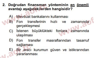 2017 Finansal Ekonomi Arasınav 2. Çıkmış Sınav Sorusu