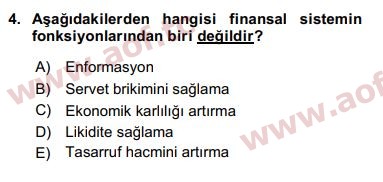 2017 Finansal Ekonomi Arasınav 4. Çıkmış Sınav Sorusu