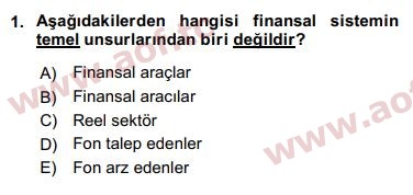 2018 Finansal Ekonomi Final 1. Çıkmış Sınav Sorusu