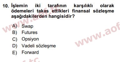 2018 Finansal Ekonomi Final 10. Çıkmış Sınav Sorusu