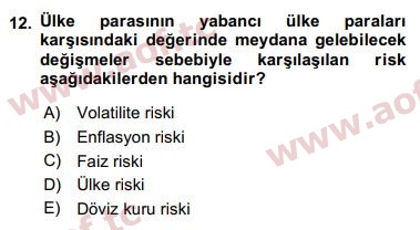 2018 Finansal Ekonomi Final 12. Çıkmış Sınav Sorusu