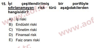 2018 Finansal Ekonomi Final 15. Çıkmış Sınav Sorusu