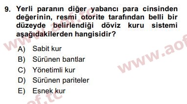 2018 Finansal Ekonomi Final 9. Çıkmış Sınav Sorusu