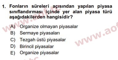 2019 Finansal Ekonomi Final 1. Çıkmış Sınav Sorusu