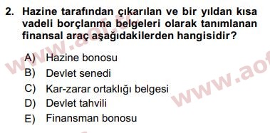 2019 Finansal Ekonomi Final 2. Çıkmış Sınav Sorusu