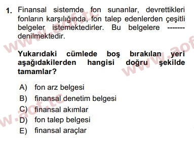 2020 Finansal Ekonomi Final 1. Çıkmış Sınav Sorusu