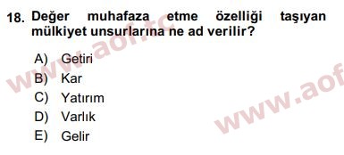 2020 Finansal Ekonomi Final 18. Çıkmış Sınav Sorusu