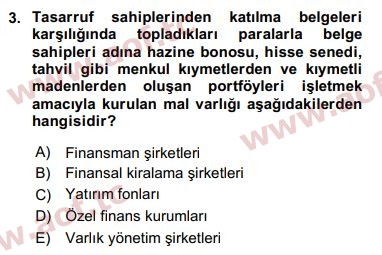 2020 Finansal Ekonomi Final 3. Çıkmış Sınav Sorusu