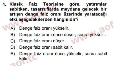 2020 Finansal Ekonomi Final 4. Çıkmış Sınav Sorusu