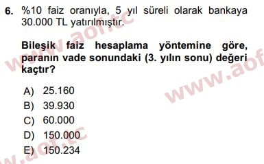 2020 Finansal Ekonomi Final 6. Çıkmış Sınav Sorusu