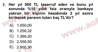 2020 Finansal Ekonomi Final 7. Çıkmış Sınav Sorusu