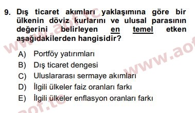 2020 Finansal Ekonomi Final 9. Çıkmış Sınav Sorusu