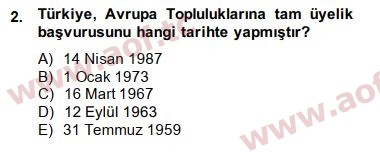 2015 Avrupa Birliği ve Türkiye İlişkileri Arasınav 2. Çıkmış Sınav Sorusu