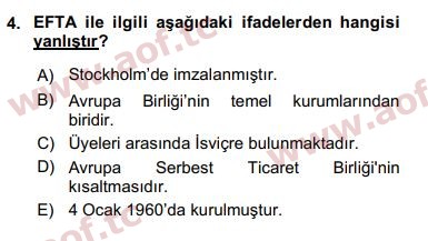 2016 Avrupa Birliği ve Türkiye İlişkileri Arasınav 4. Çıkmış Sınav Sorusu