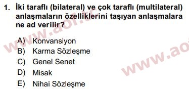 2016 Avrupa Birliği ve Türkiye İlişkileri Final 1. Çıkmış Sınav Sorusu