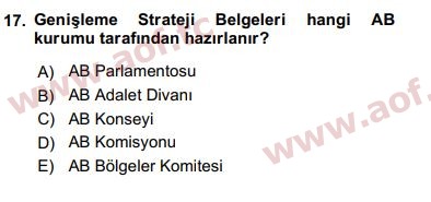 2018 Avrupa Birliği ve Türkiye İlişkileri Final 17. Çıkmış Sınav Sorusu