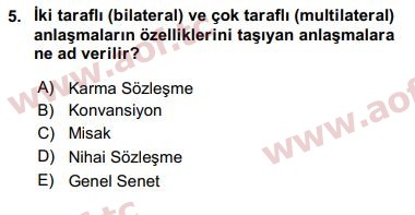 2019 Avrupa Birliği ve Türkiye İlişkileri Arasınav 5. Çıkmış Sınav Sorusu