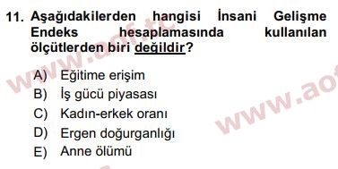 2016 Ekonominin Güncel Sorunları Arasınav 11. Çıkmış Sınav Sorusu