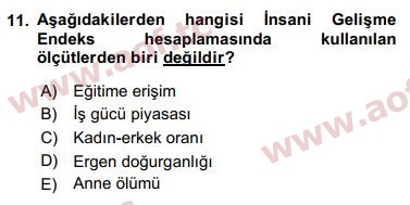 2016 Ekonominin Güncel Sorunları Arasınav 11. Çıkmış Sınav Sorusu