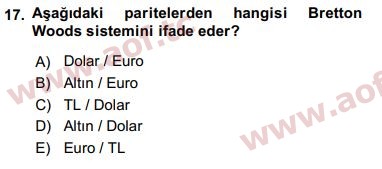 2016 Ekonominin Güncel Sorunları Arasınav 17. Çıkmış Sınav Sorusu