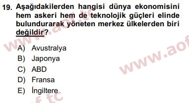 2016 Ekonominin Güncel Sorunları Arasınav 19. Çıkmış Sınav Sorusu