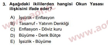 2016 Ekonominin Güncel Sorunları Arasınav 3. Çıkmış Sınav Sorusu