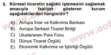 2016 Ekonominin Güncel Sorunları Arasınav 5. Çıkmış Sınav Sorusu