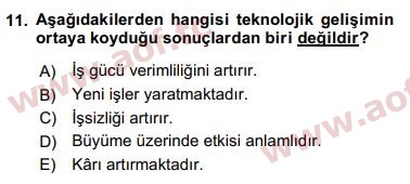 2016 Ekonominin Güncel Sorunları Final 11. Çıkmış Sınav Sorusu