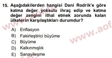 2016 Ekonominin Güncel Sorunları Final 15. Çıkmış Sınav Sorusu