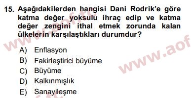 2016 Ekonominin Güncel Sorunları Final 15. Çıkmış Sınav Sorusu