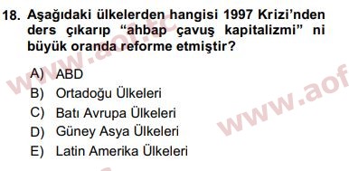 2016 Ekonominin Güncel Sorunları Final 18. Çıkmış Sınav Sorusu