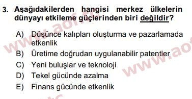 2016 Ekonominin Güncel Sorunları Final 3. Çıkmış Sınav Sorusu