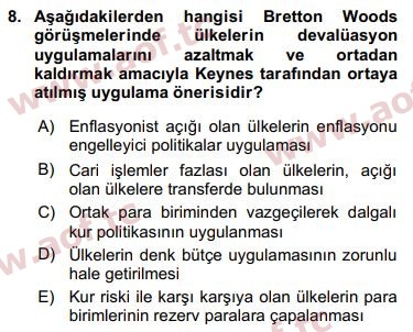 2016 Ekonominin Güncel Sorunları Final 8. Çıkmış Sınav Sorusu