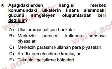 2017 Ekonominin Güncel Sorunları Final 5. Çıkmış Sınav Sorusu