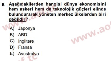 2017 Ekonominin Güncel Sorunları Final 6. Çıkmış Sınav Sorusu