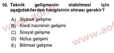 2018 Ekonominin Güncel Sorunları Arasınav 10. Çıkmış Sınav Sorusu