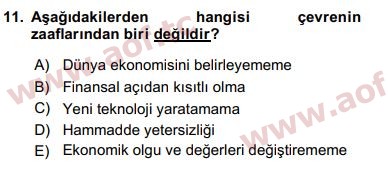 2018 Ekonominin Güncel Sorunları Arasınav 11. Çıkmış Sınav Sorusu