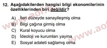 2018 Ekonominin Güncel Sorunları Arasınav 12. Çıkmış Sınav Sorusu