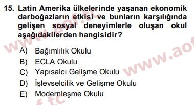 2018 Ekonominin Güncel Sorunları Arasınav 15. Çıkmış Sınav Sorusu