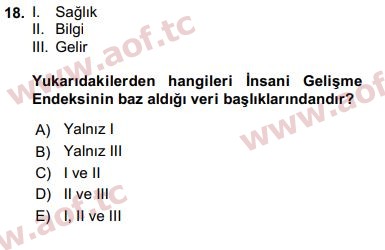 2018 Ekonominin Güncel Sorunları Arasınav 18. Çıkmış Sınav Sorusu